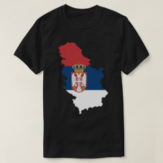 Camiseta Mapa da Sérvia com Bandeira