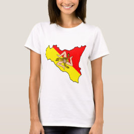 Camiseta Mapa da Sicília com o símbolo de Trinacria T-Shirt