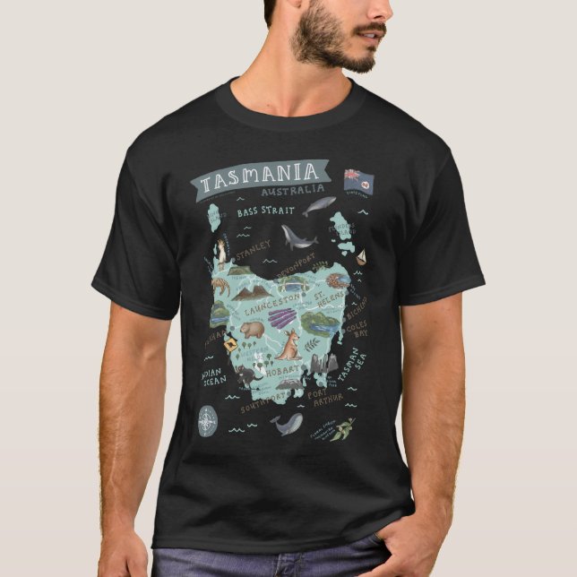 Camiseta Mapa Da Tasmânia (Frente)