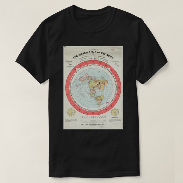 Camiseta Mapa da Terra Plana Gleasonampx27s (Frente do Design)