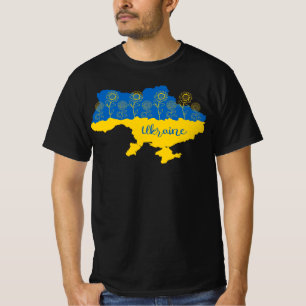 Camiseta Mapa da Ucrânia com girassol e bandeira ucraniana