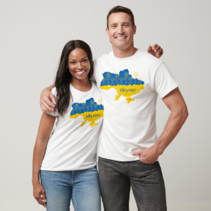 Camiseta Mapa da Ucrânia com girassol e bandeira ucraniana