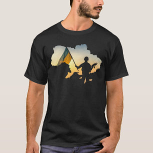 Camiseta Mapa da Ucrânia com um soldado ucraniano