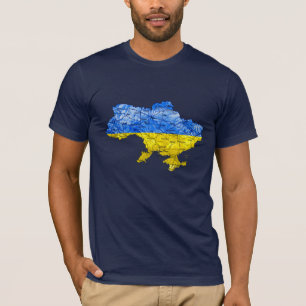 Camiseta Mapa da Ucrânia Cores da Bandeira