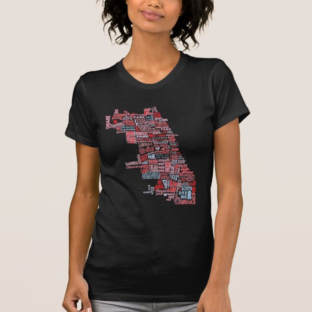 Camiseta Mapa da vizinhança de Chicago (Frente)