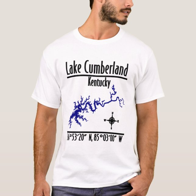 Camiseta Mapa das Coordenadas da Margem do Lago Cumberland  (Frente)