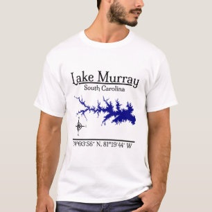 Camiseta Mapa das Coordenadas do Lago Murray Carolina do Su