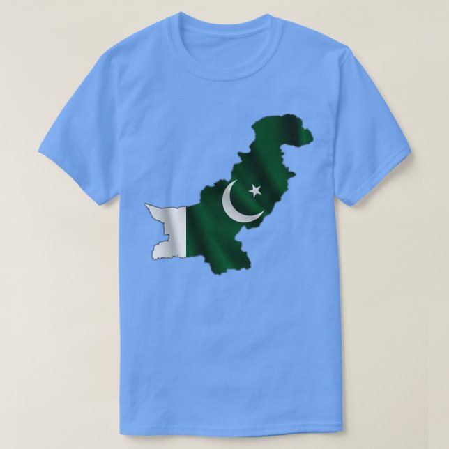Camiseta Mapa das dentro de bandeira paquistanesas Wavy (Frente do Design)
