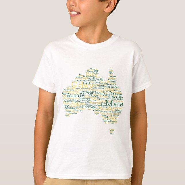 Camiseta mapa das gírias australianas (Frente)