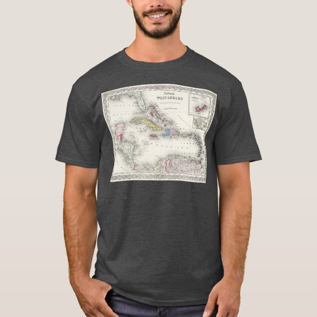 Camiseta Mapa das Ilhas Caribe (Frente)