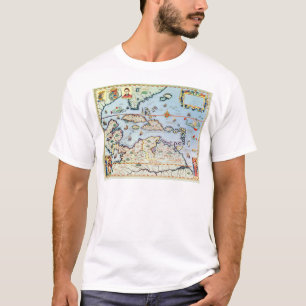 Camiseta Mapa das ilhas das Caraíbas