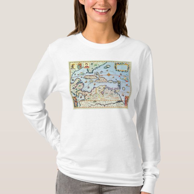 Camiseta Mapa das ilhas das Caraíbas (Frente)