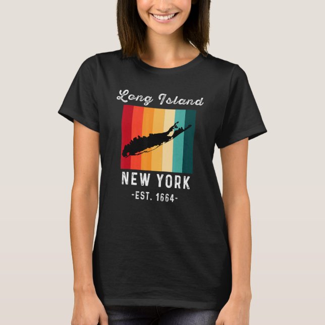 Camiseta Mapa das ilhas longas nativas do NY Souvenir (Frente)