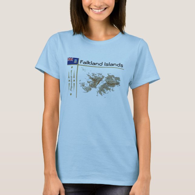 Camiseta Mapa das Ilhas Malvinas + Pavilhão + Título T-Shir (Frente)