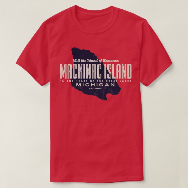Camiseta Mapa das Ilhas Michigan da Ilha Mackinac (Frente do Design)