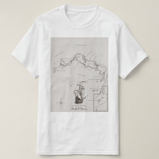 Camiseta Mapa das Ilhas Turcas e Caicos (Frente do Design)