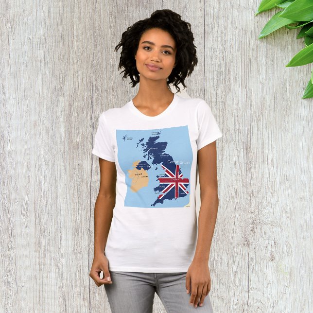 Camiseta Mapa Das Mulheres Excelentes Britânicas Que Vêm À  (Criador carregado)