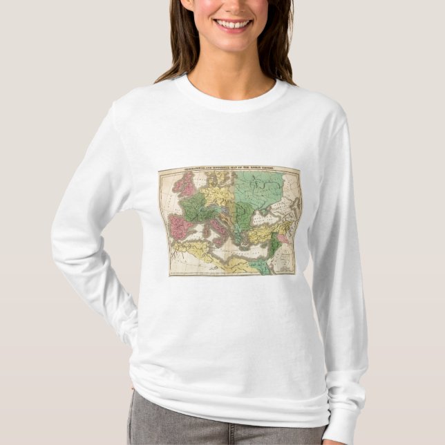 Camiseta Mapa das províncias no império romano (Frente)