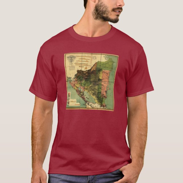 Camiseta Mapa de 1898 oficiais de Nicarágua (Frente)