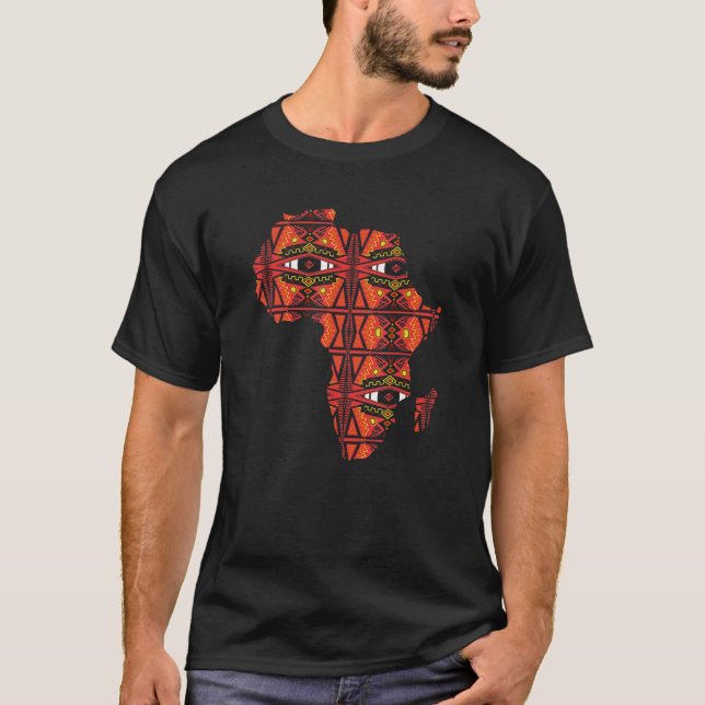 Camiseta Mapa de África - América Impressão Africana Tribal (Frente)