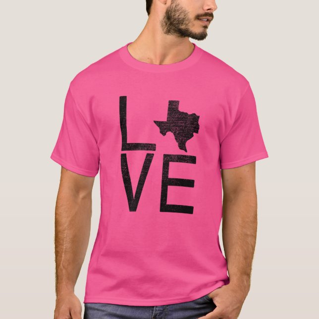 Camiseta Mapa de Amor do Texas para o Estado Fã dos Estados (Frente)