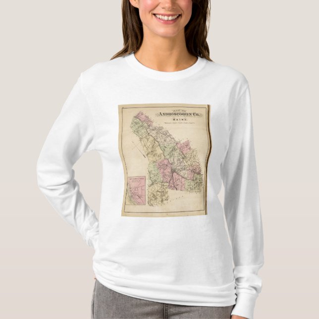 Camiseta Mapa de Androscoggin County, Maine (Frente)