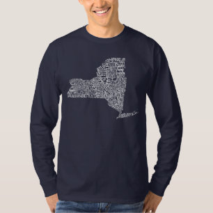 Camiseta Mapa de Artes Digitais de Condados do Estado de No