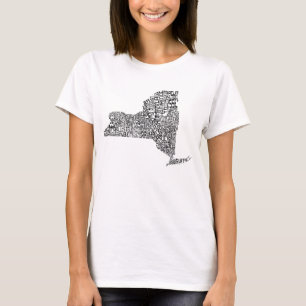 Camiseta Mapa de Artes Digitais de Condados do Estado de No