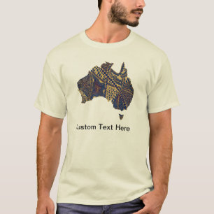 Camiseta Mapa de Austrália Tan-Azul-Vermelho