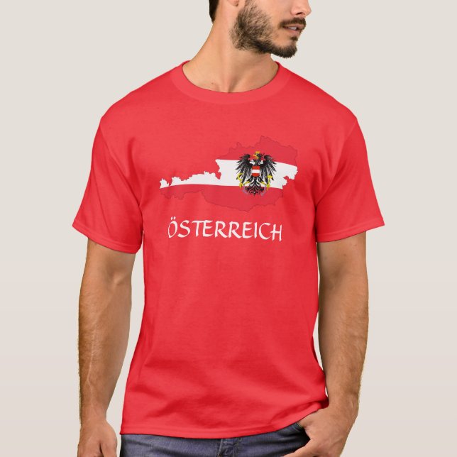Camiseta Mapa de bandeira austríaco "Österreich" (Frente)