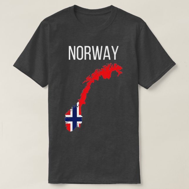Camiseta Mapa de bandeira da Noruega Viking Norueguês Escan (Frente do Design)