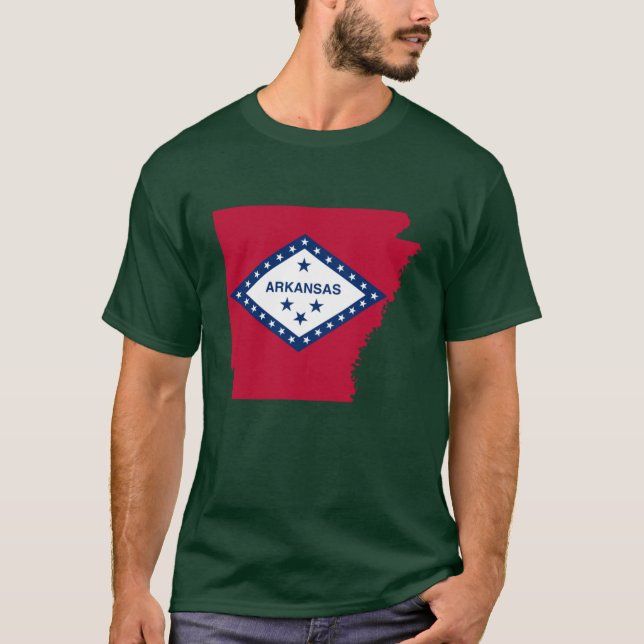 Camiseta Mapa de bandeira do Arkansas (Frente)