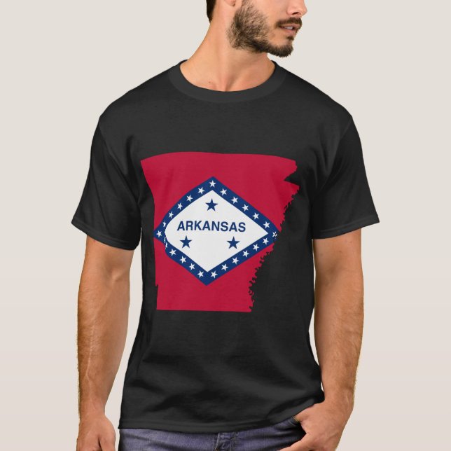 Camiseta Mapa de bandeira do Arkansas (Frente)