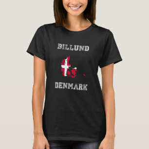 Camiseta Mapa de Bandeira do Billund Dinamarca Vintage Dina