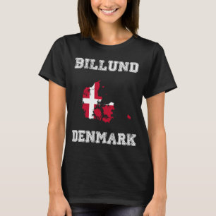Camiseta Mapa de Bandeira do Billund Dinamarca Vintage Dina