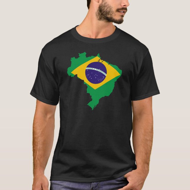 Camiseta mapa de bandeira do brasil (Frente)