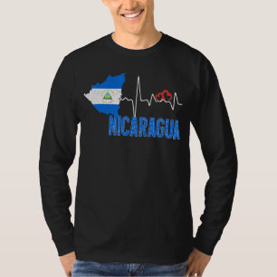 Camiseta Mapa De Bandeiras Da Nicarágua Que Ele Bateu No Or
