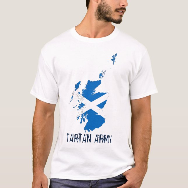 Camiseta Mapa de Bandeiras do Exército de Tartan da Escócia (Frente)