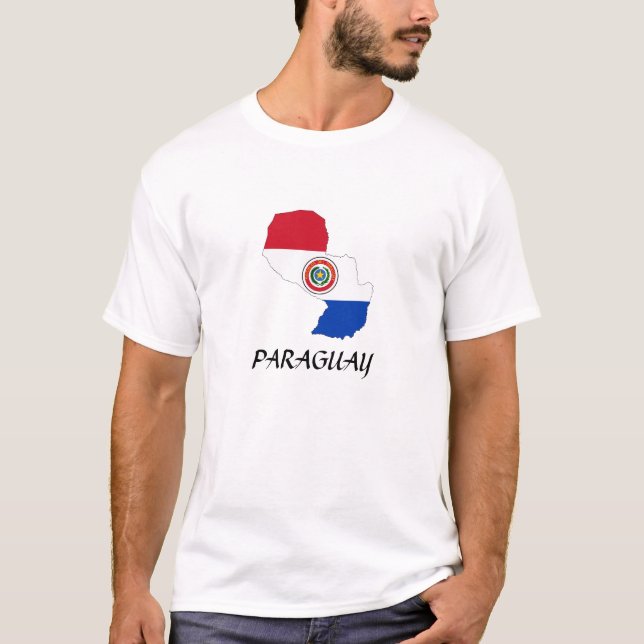 Camiseta Mapa de Bandeiras do Paraguai (Frente)