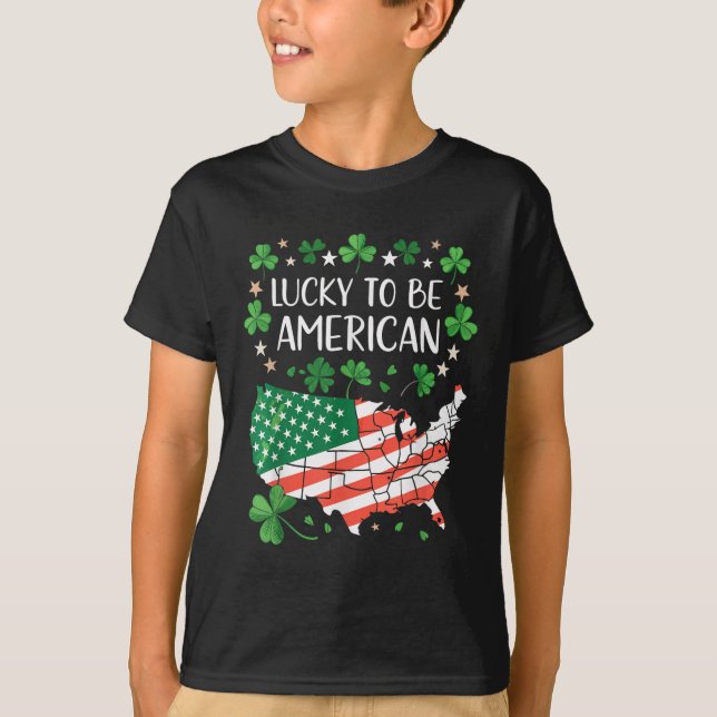 Camiseta Mapa de Bandeiras do Shamrock American Clover (Frente)