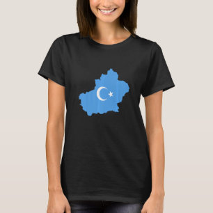 Camiseta Mapa De Bandeiras Do Turquestão Oriental