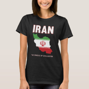 Camiseta Mapa de Bandeiras Iranianas do Orgulho Iraniano na