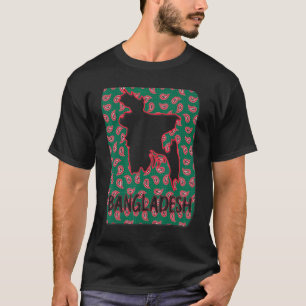 Camiseta Mapa de Bangladesh no patte floral tradicional ben