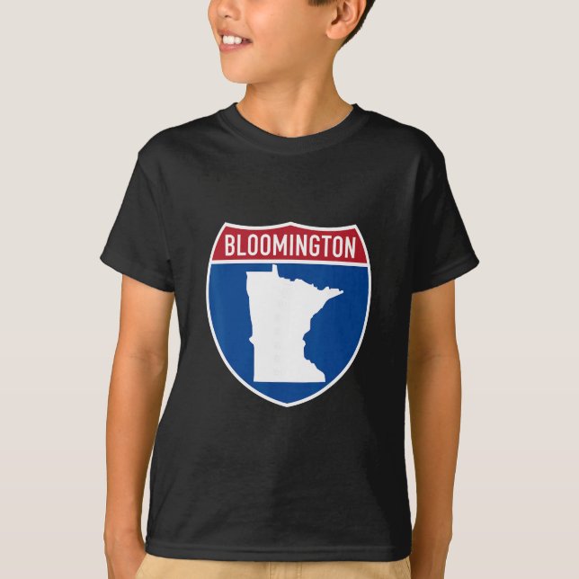 Camiseta Mapa de Bloomington Minnesota Sinal de Estrada Int (Frente)