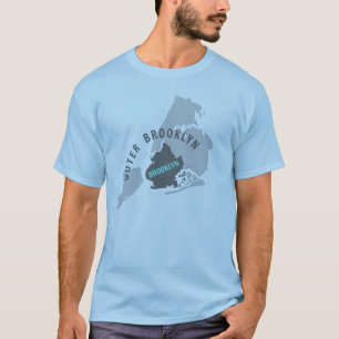 Camiseta Mapa de Brooklyn - azul/cinza