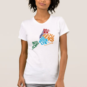 Camiseta Mapa de Calligram de Boroughs Nova Iorque 5