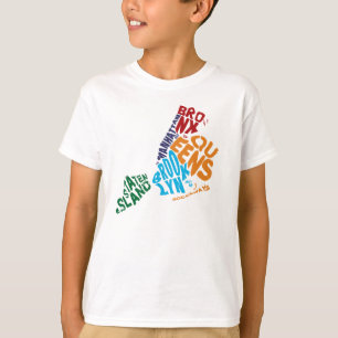 Camiseta Mapa de Calligram de Boroughs Nova Iorque 5