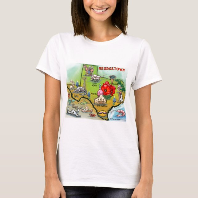 Camiseta Mapa de Cartões de Georgetown Texas (Frente)