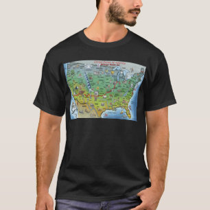 Camiseta Mapa de Cartoons da Rota 66 Histórica