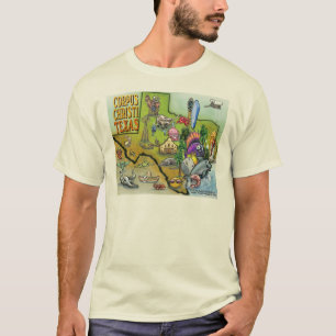 Camiseta Mapa de Cartoons do Corpus Christi Tx
